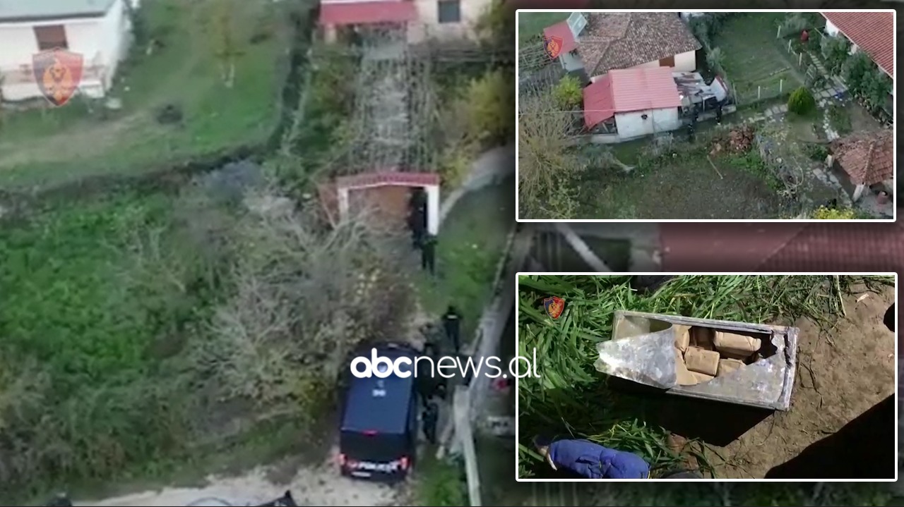 Dalin pamjet me dron, dhjetëra forca police rrethojnë laboratorin e drogës në Fier, si u gjet 430 kg “miell” mes thasëve me pleh